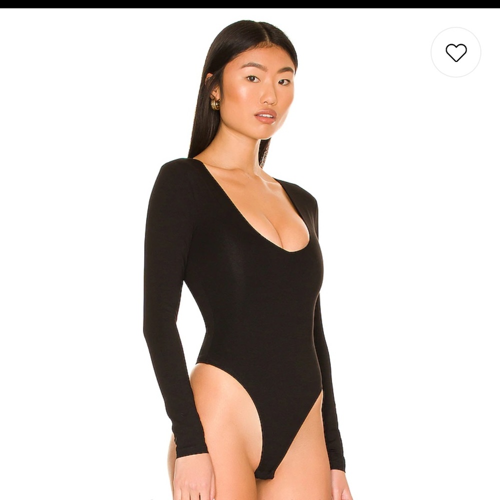All The Way Deep V Neck Bodysuit in Black - Picture 2 of 8